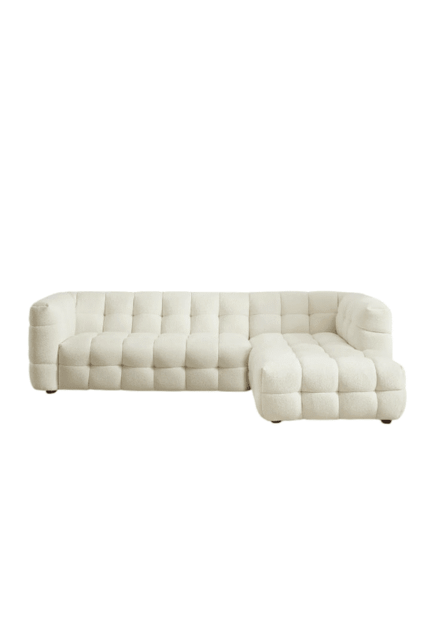 1000058723 The Tufted Bouclé Sectional Sofa with Integrated Chaise