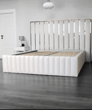 1000058760 The Luxe Tufted Platform Bed with Gilded Headboard  Accent